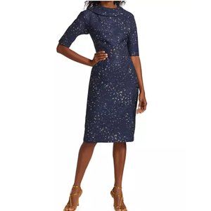 Teri Jon by Rickie Freeman Metallic Lace Midi Dress